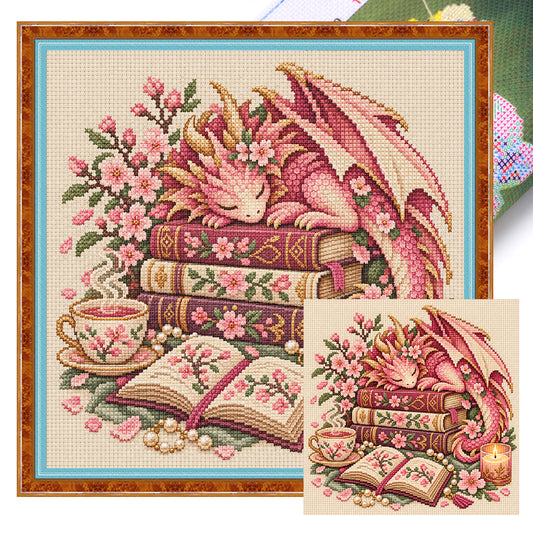 Sakura-Drache – Vollständiges 11CT-Stempel-Kreuzstichset 45x45CM – Huacan