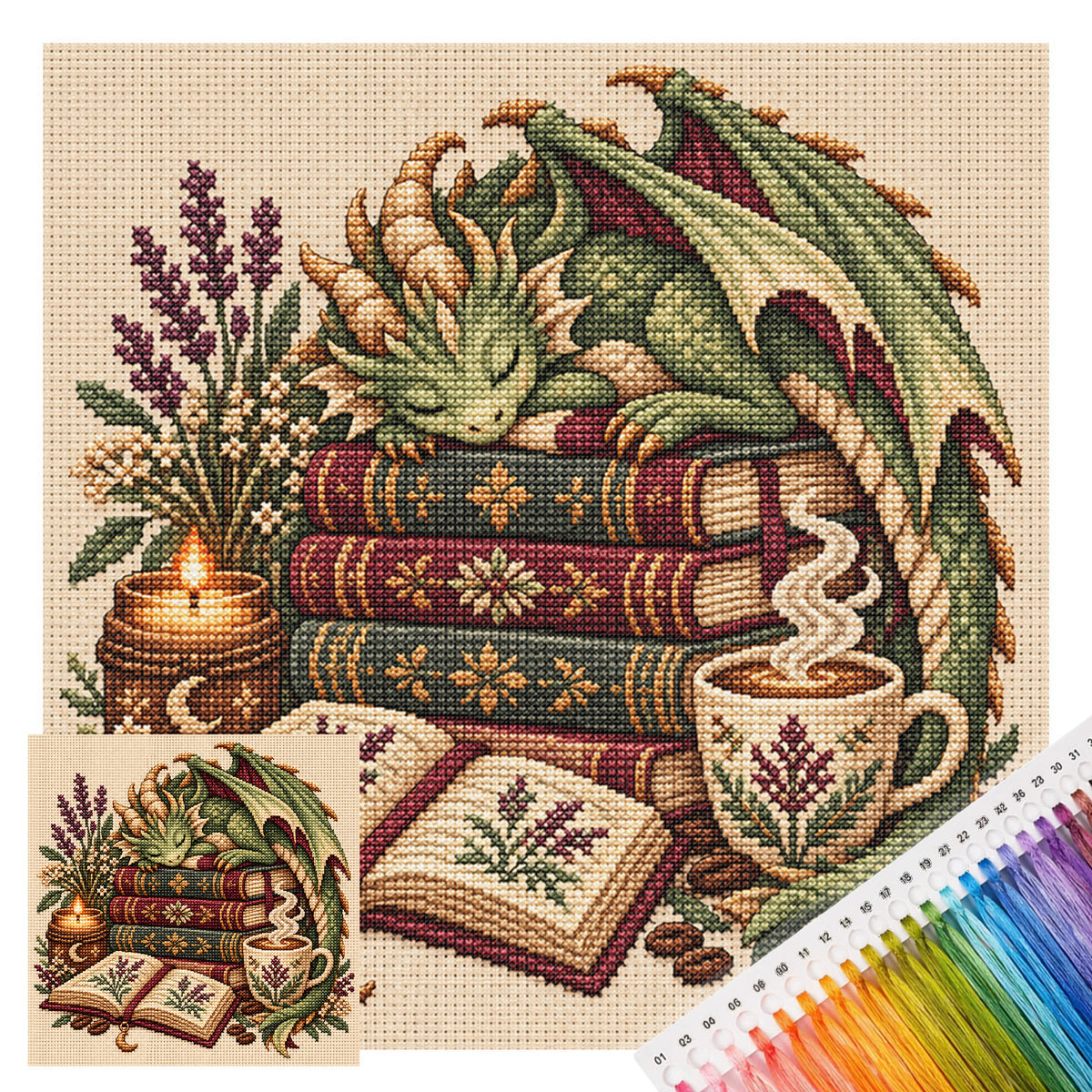 Grüner Drache – Vollständiges 11CT gestempeltes Kreuzstich-Set 45x45CM – Huacan