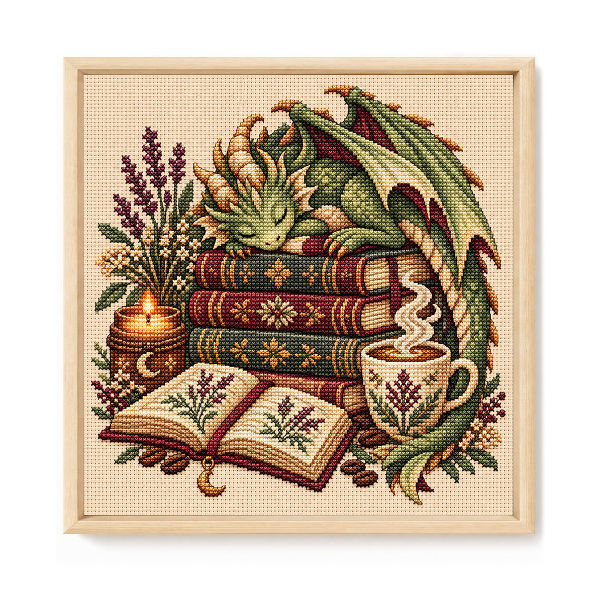 Grüner Drache – Vollständiges 11CT gestempeltes Kreuzstich-Set 45x45CM – Huacan