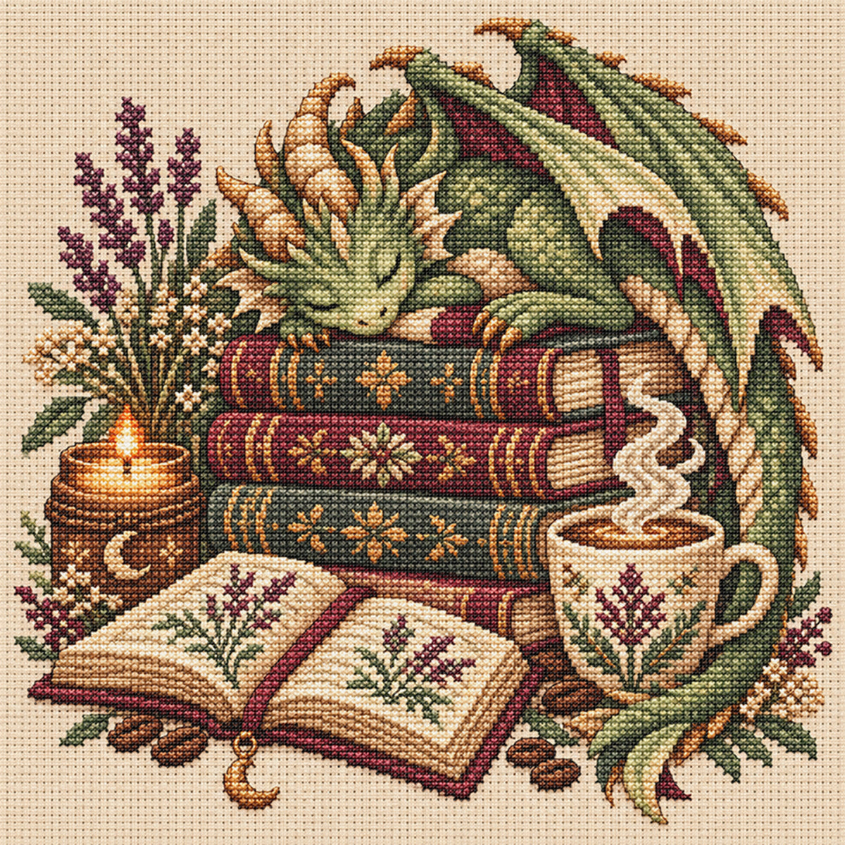 Grüner Drache – Vollständiges 11CT gestempeltes Kreuzstich-Set 45x45CM – Huacan
