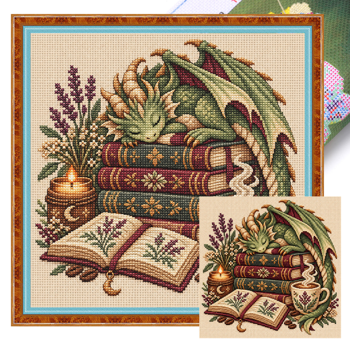 Grüner Drache – Vollständiges 11CT gestempeltes Kreuzstich-Set 45x45CM – Huacan