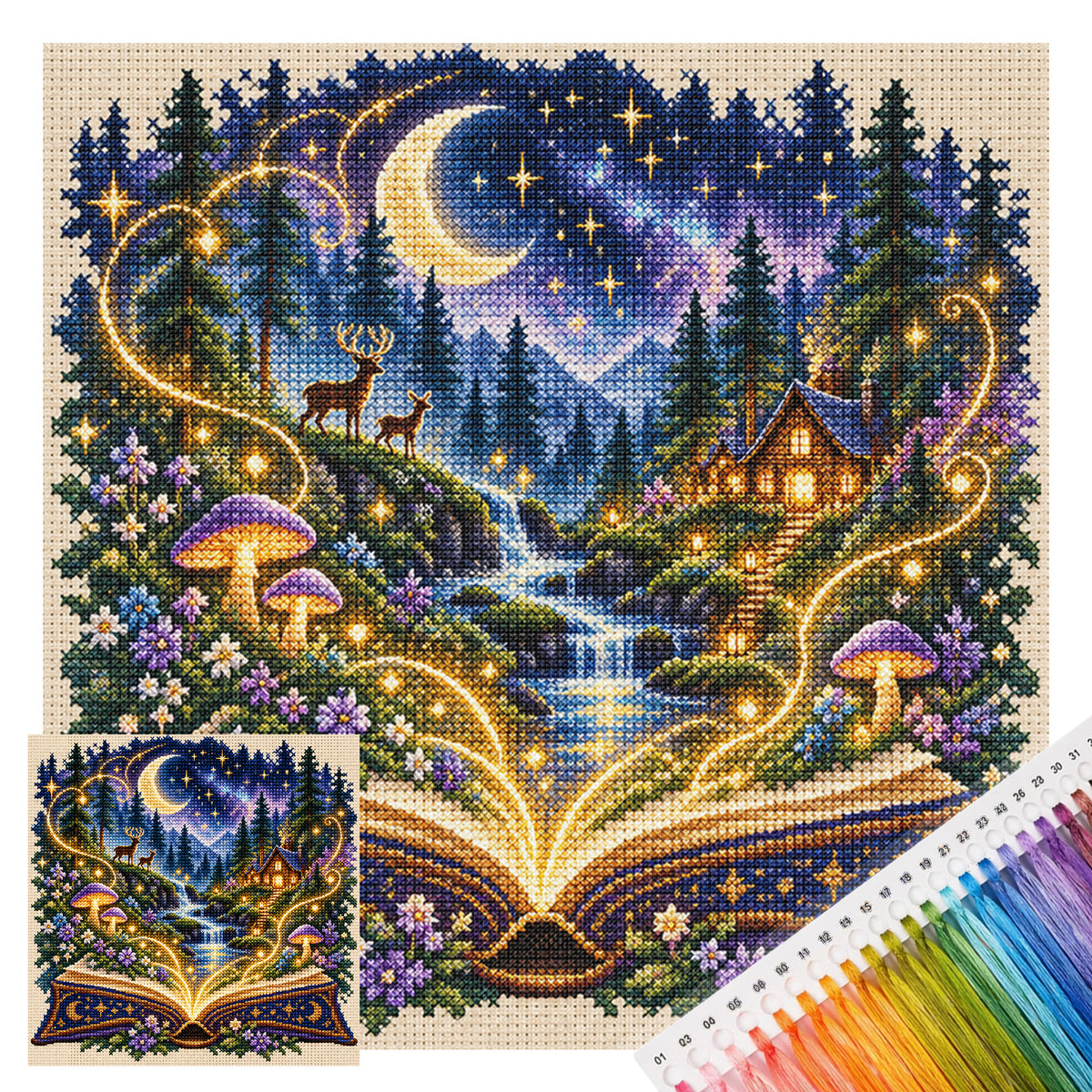Forest Tale - Full 11CT Stamped Cross Stitch 45x45CM - Huacan