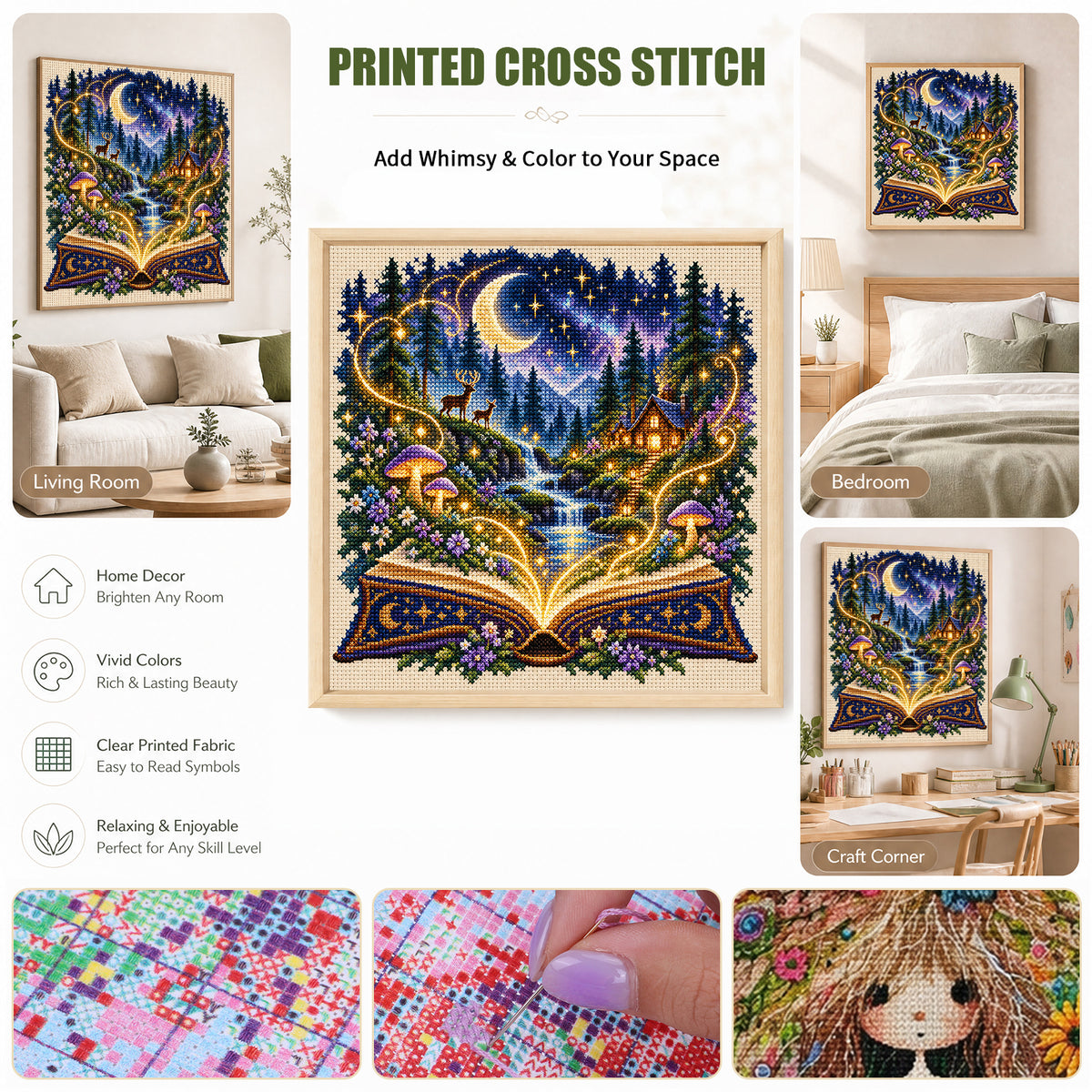 Forest Tale - Full 11CT Stamped Cross Stitch 45x45CM - Huacan
