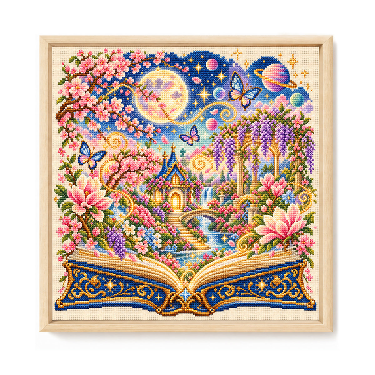 Bloom Castle - Full 11CT Stamped Cross Stitch 45x45CM - Huacan