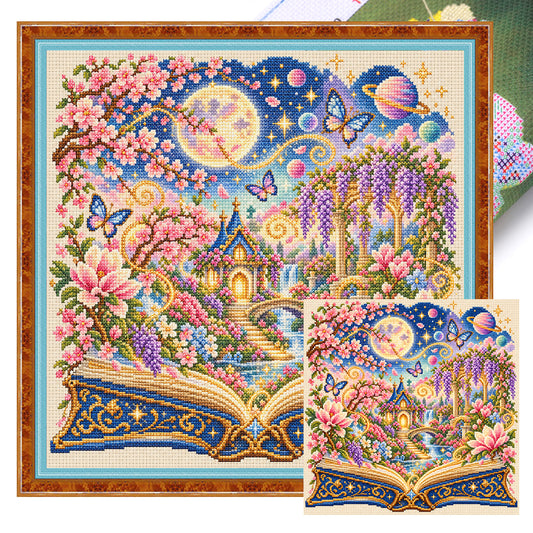 Bloom Castle - Vollständiges 11CT gestanztes Kreuzstichbild 45x45CM - Huacan