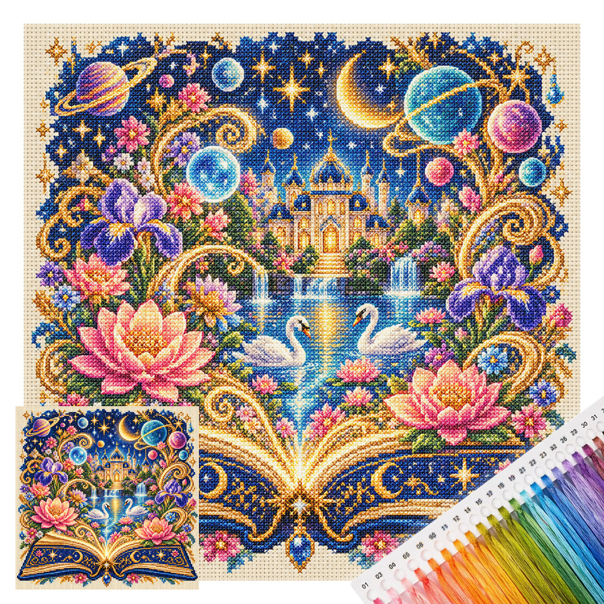 Schwan - Vollständiges 11CT gestanztes Kreuzstichbild 45x45CM - Huacan