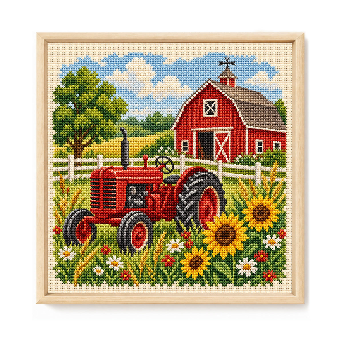 Sommerhof - Vollständiges 11CT gestanztes Kreuzstichbild 45x45CM - Huacan