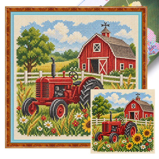 Sommerhof - Vollständiges 11CT gestanztes Kreuzstichbild 45x45CM - Huacan
