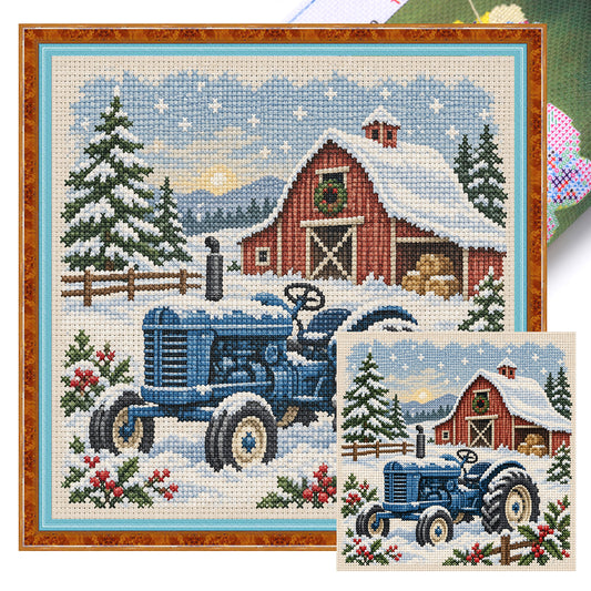 Winterstall - Vollständiges 11CT gestanztes Kreuzstichbild 45x45CM - Huacan
