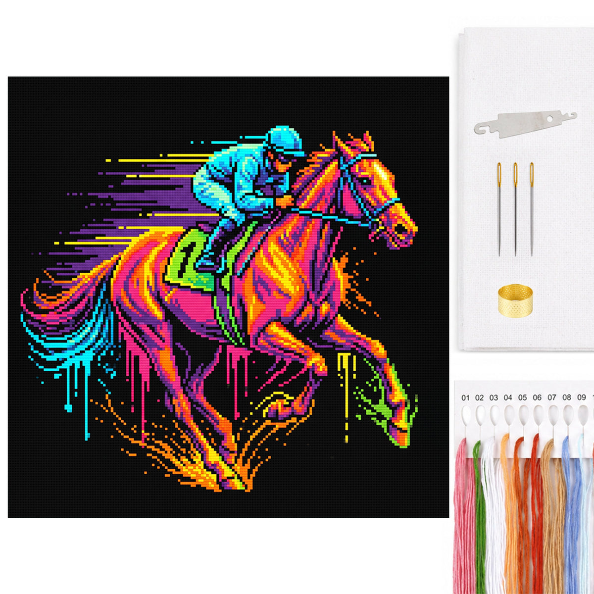 Reiten – Vollständiges 14CT gezähltes Kreuzstichset 30*30 cm – Yishu