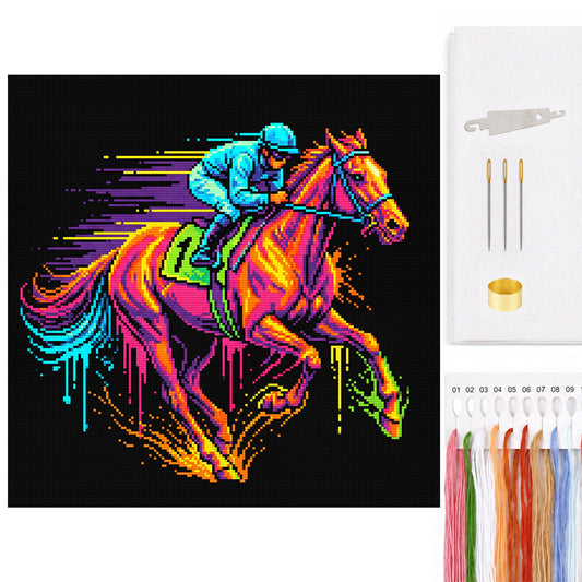 Reiten – Vollständiges 14CT gezähltes Kreuzstichset 30*30 cm – Yishu