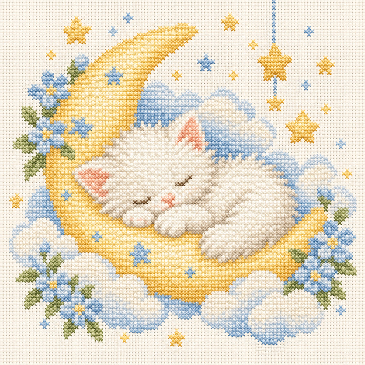 Mond-Kätzchen - Vollständiges 14CT gestanztes Kreuzstichbild 30x30CM - Huacan
