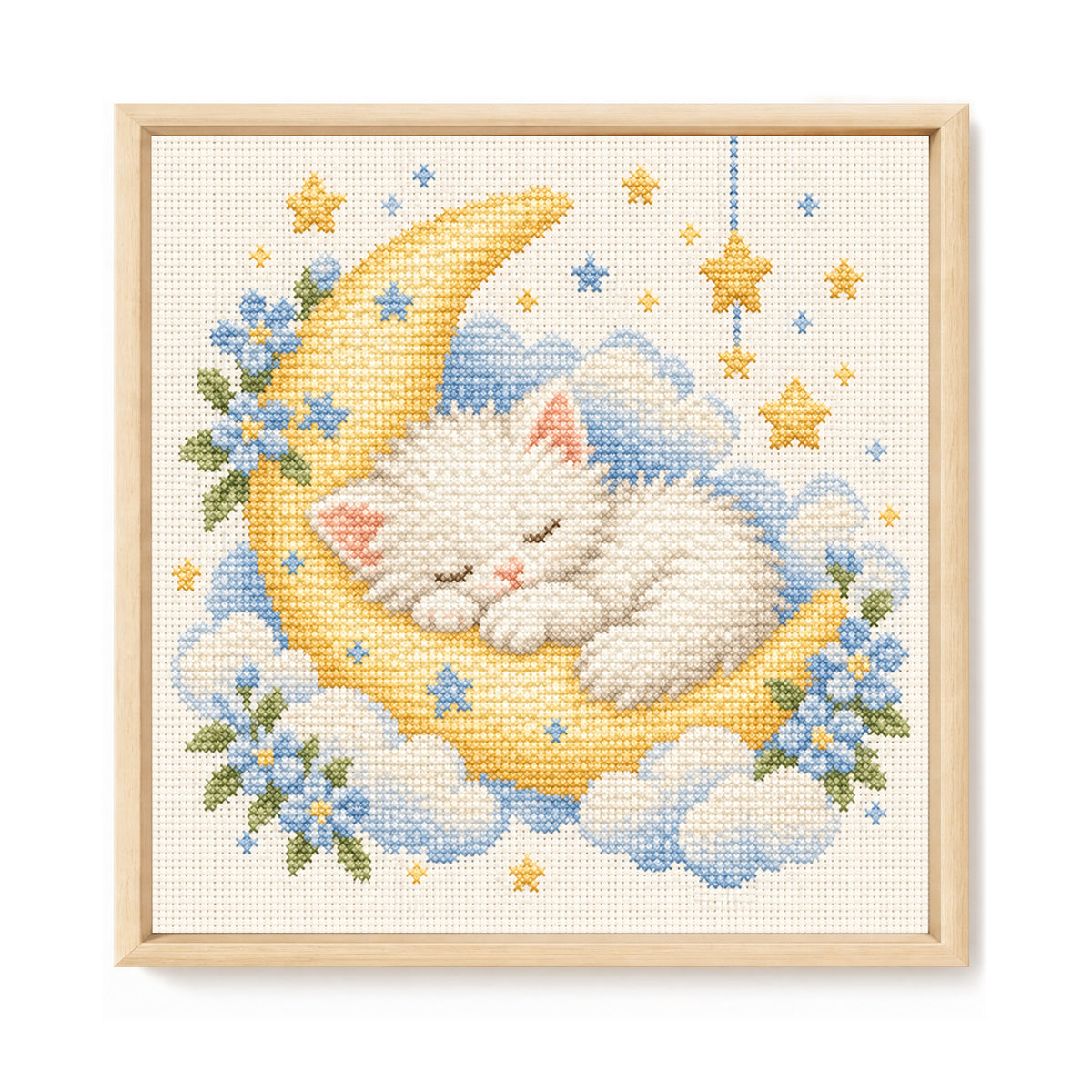 Mond-Kätzchen - Vollständiges 14CT gestanztes Kreuzstichbild 30x30CM - Huacan