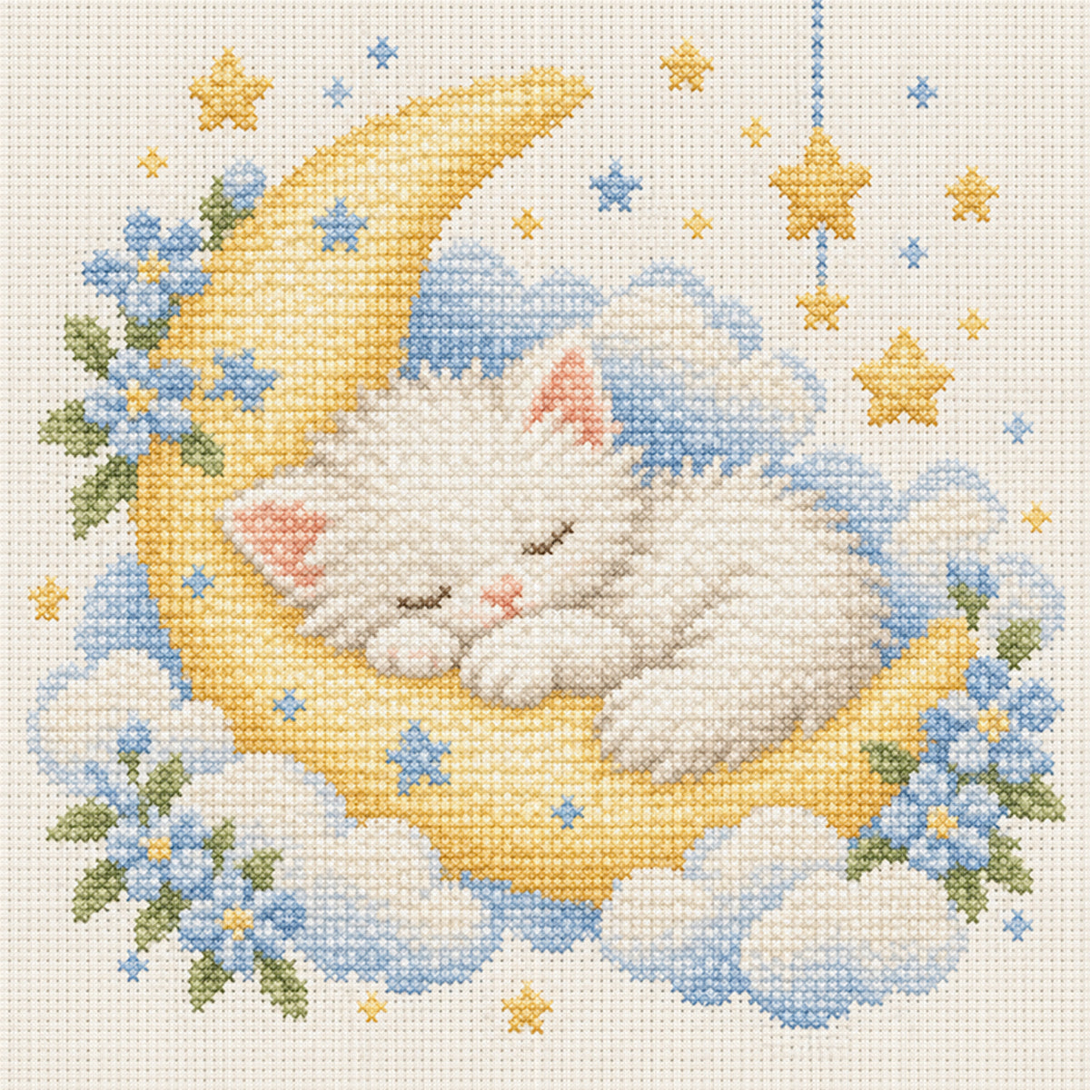 Mond-Kätzchen - Vollständiges 14CT gestanztes Kreuzstichbild 30x30CM - Huacan