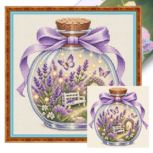 Lavendelgarten - Vollständiges 14CT gestanztes Kreuzstichmuster 30x30CM - Huacan