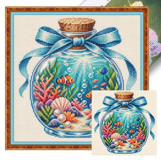 Ozeanflasche - Vollständiges 14-teiliges gestanztes Kreuzstichmuster 30x30CM - Huacan