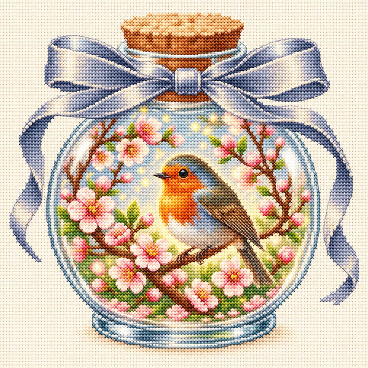 Spring Robin-Bird - Full 14CT Stamped Cross Stitch 30x30CM - Huacan