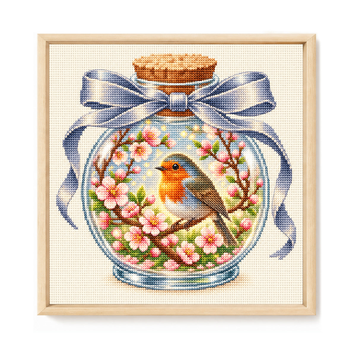Spring Robin-Bird - Full 14CT Stamped Cross Stitch 30x30CM - Huacan