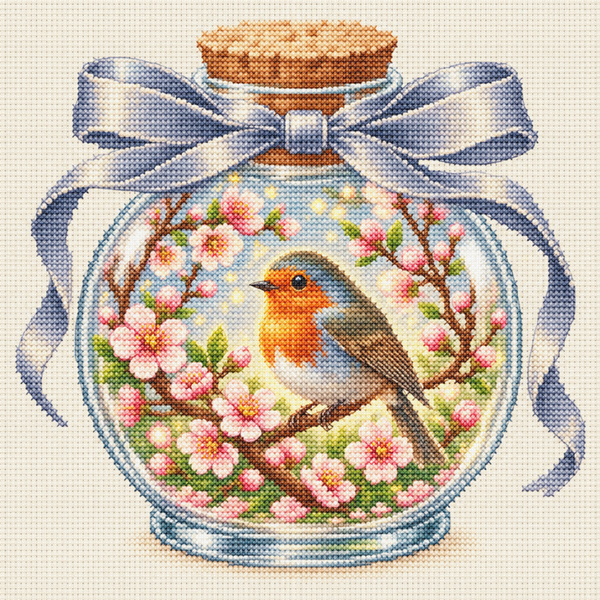 Spring Robin-Bird - Full 14CT Stamped Cross Stitch 30x30CM - Huacan