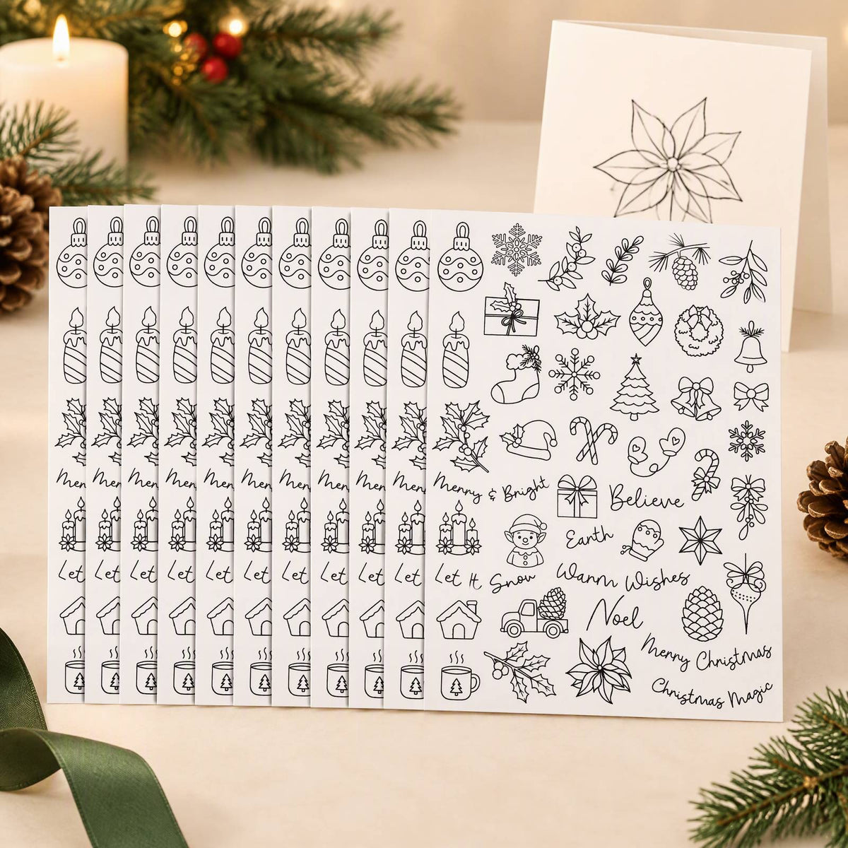 Embroidery Transfer Paper Christmas 12 Sheets Cozy Style