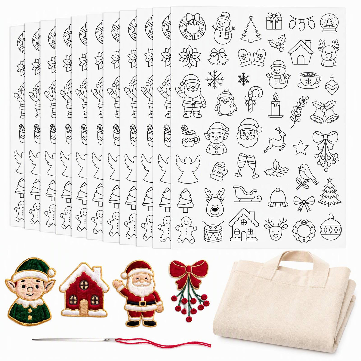 Embroidery Transfer Patterns Cute Christmas 12 Sheets Water Soluble