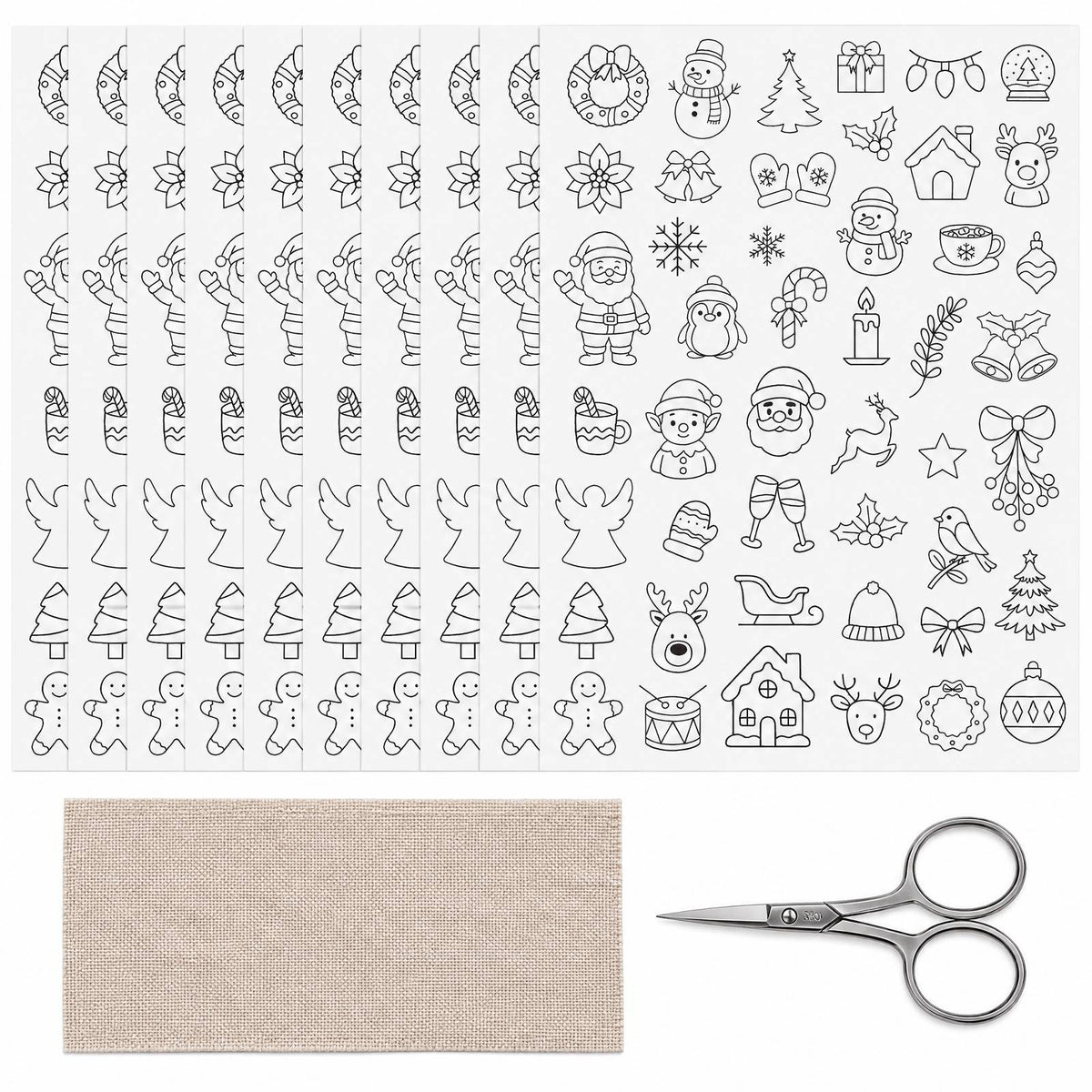 Embroidery Transfer Patterns Cute Christmas 12 Sheets Water Soluble