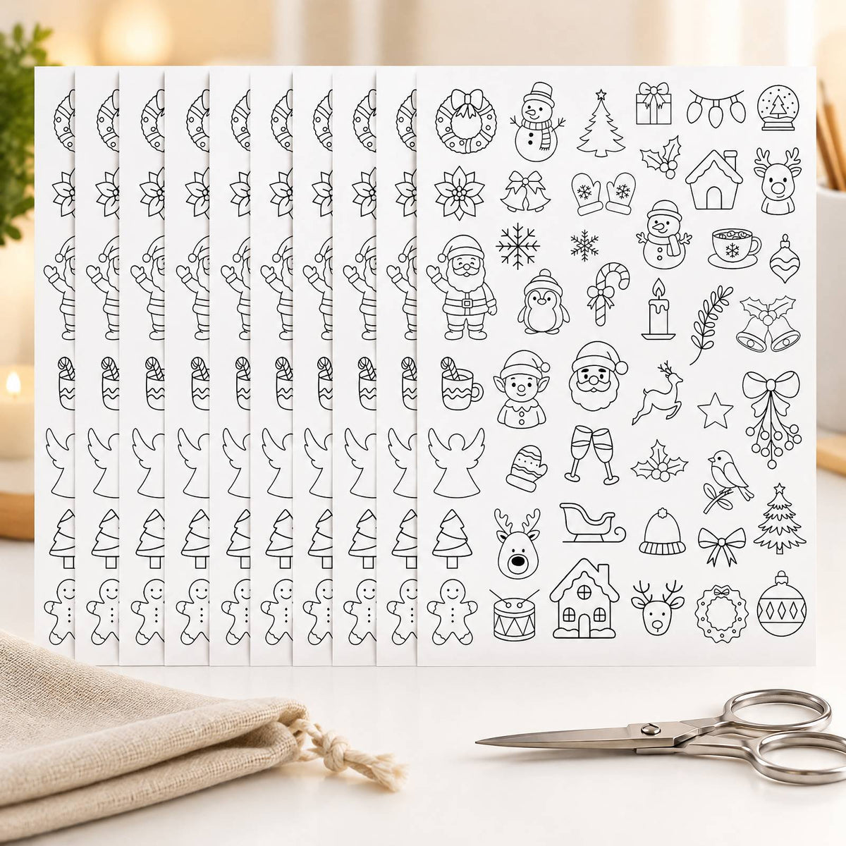 Embroidery Transfer Patterns Cute Christmas 12 Sheets Water Soluble