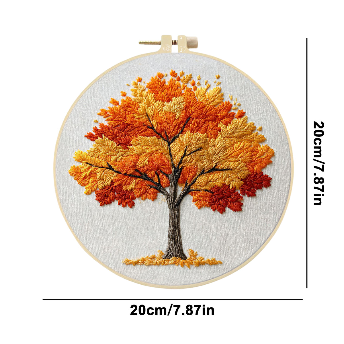 Autumn Tree - DIY Embroidery Cross Stitch Kit with Pattern Cotton Threads Needles Hoop 30×30CM/11.81×11.81in