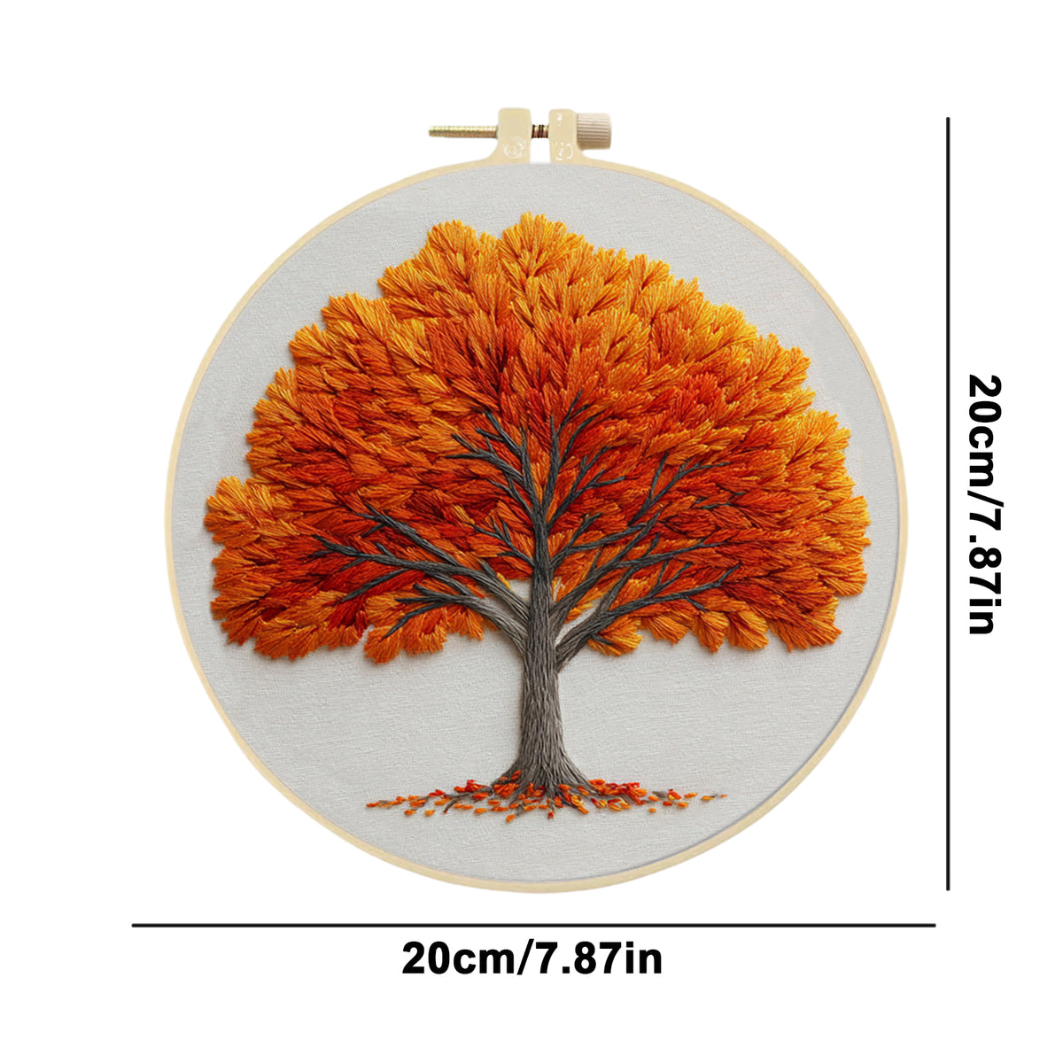 Fall Maple - DIY Embroidery Cross Stitch Kit with Pattern Cotton Threads Needles Hoop 30×30CM/11.81×11.81in