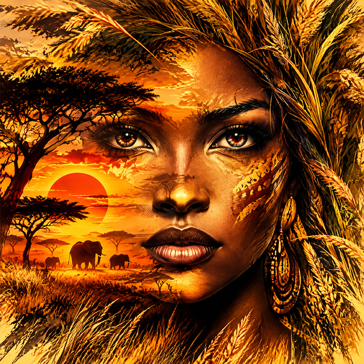 Savanna Soul – Vollständiges 11CT Stempel-Kreuzstich-Set 45x45CM – Huacan
