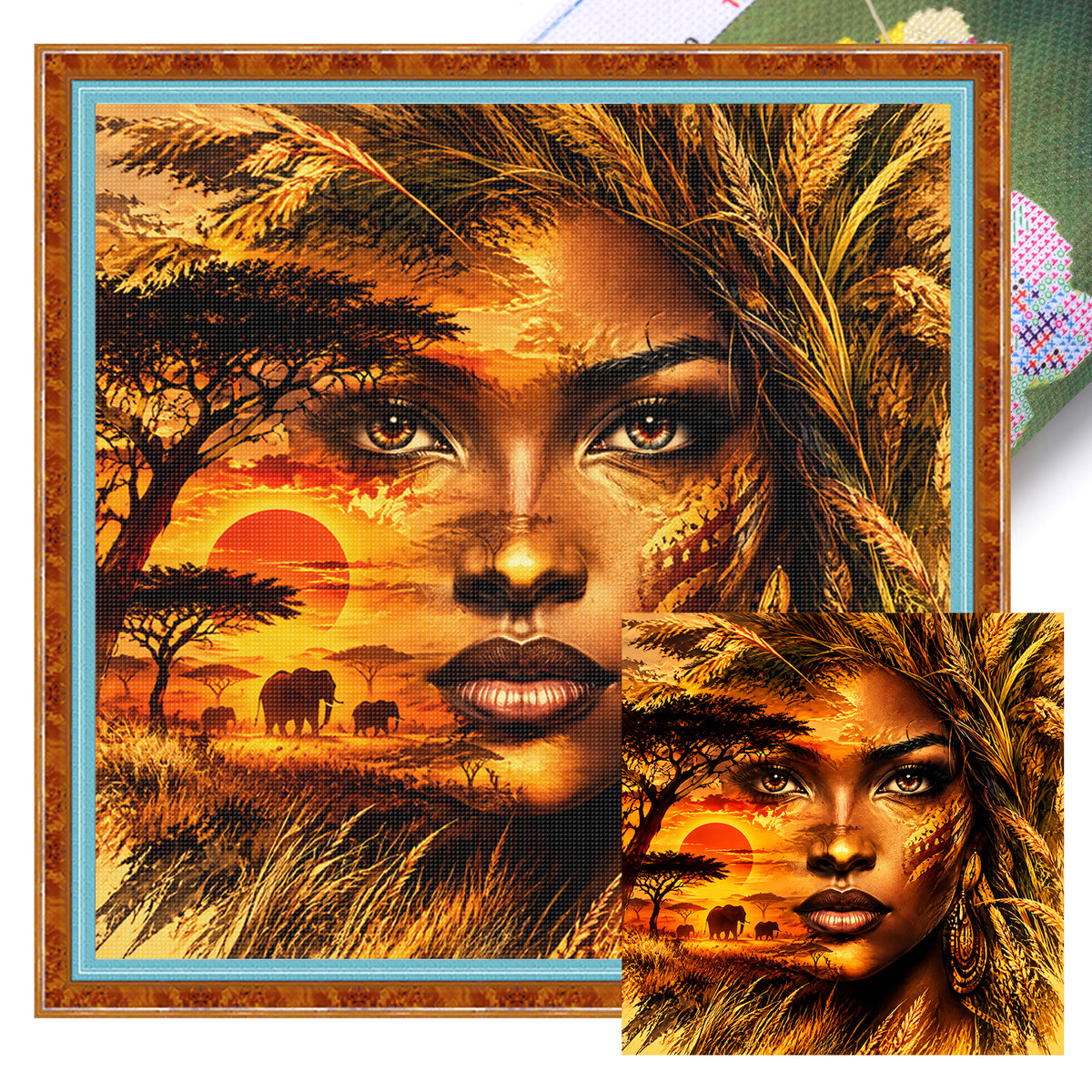 Savanna Soul – Vollständiges 11CT Stempel-Kreuzstich-Set 45x45CM – Huacan
