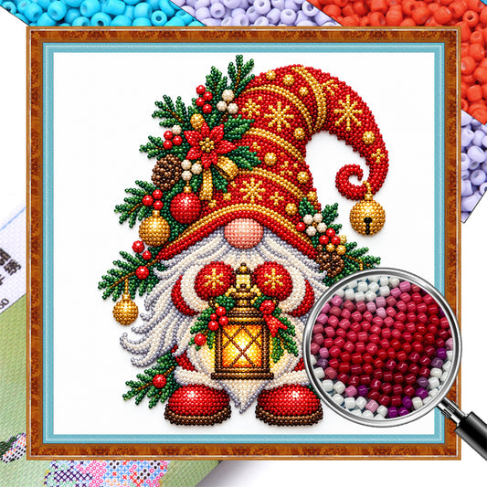 Laternen-Wichtel – Teilweise 11CT gesticktes Kreuzstichbild – Perlenstickerei 36×36 cm / 14,17×14,17 Zoll
