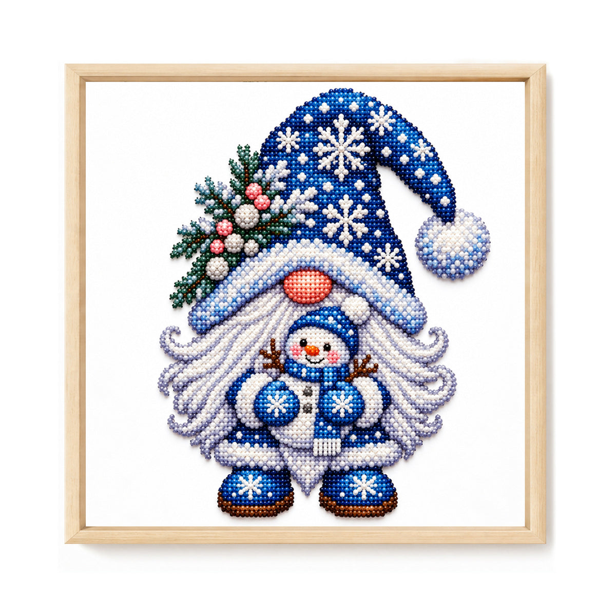 Snowman Gnome - Partial 11CT Stamped Cross Stitch - Bead Embroidery 36×36CM/14.17×14.17in