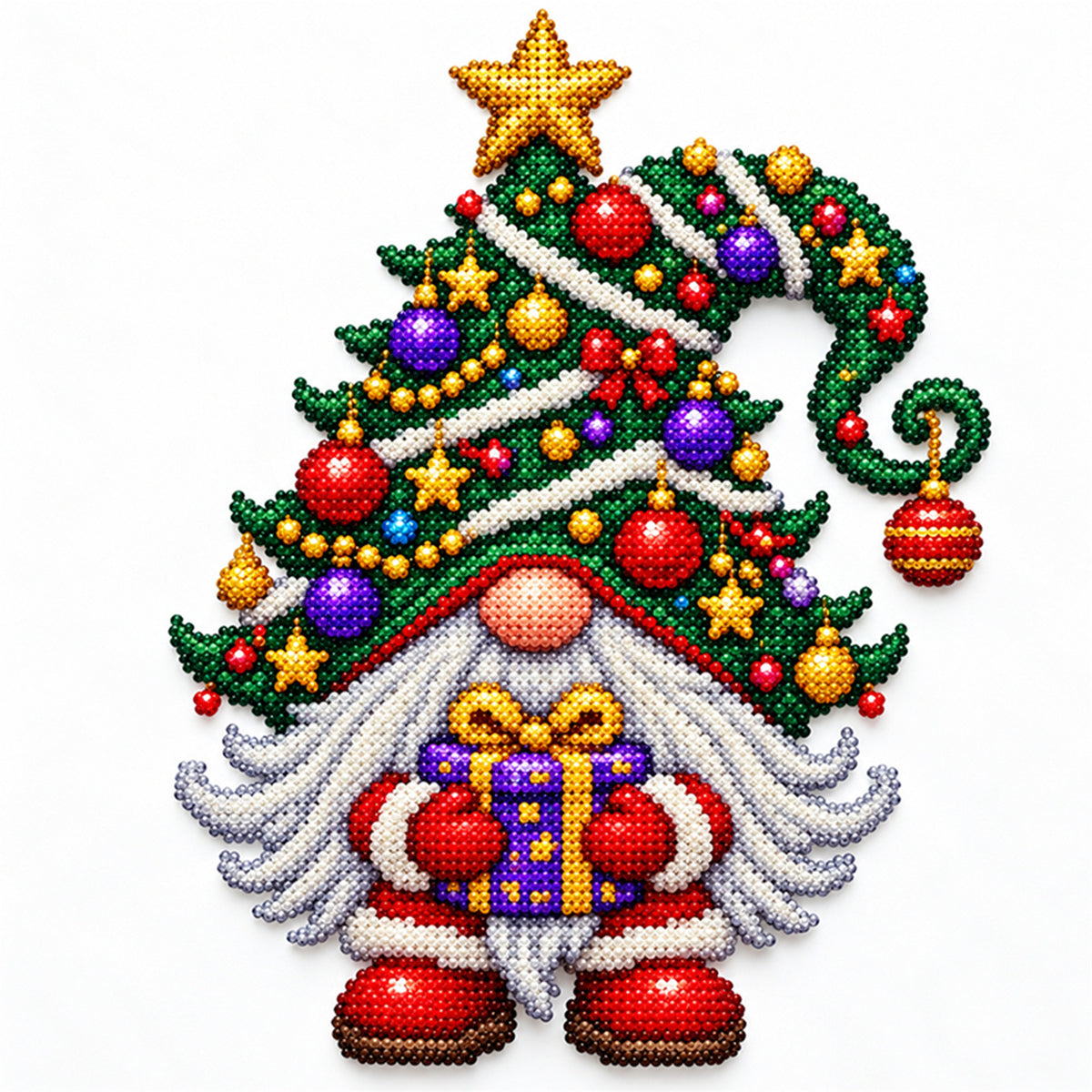 Tree Gnome - Partial 11CT Stamped Cross Stitch - Bead Embroidery 36×36CM/14.17×14.17in
