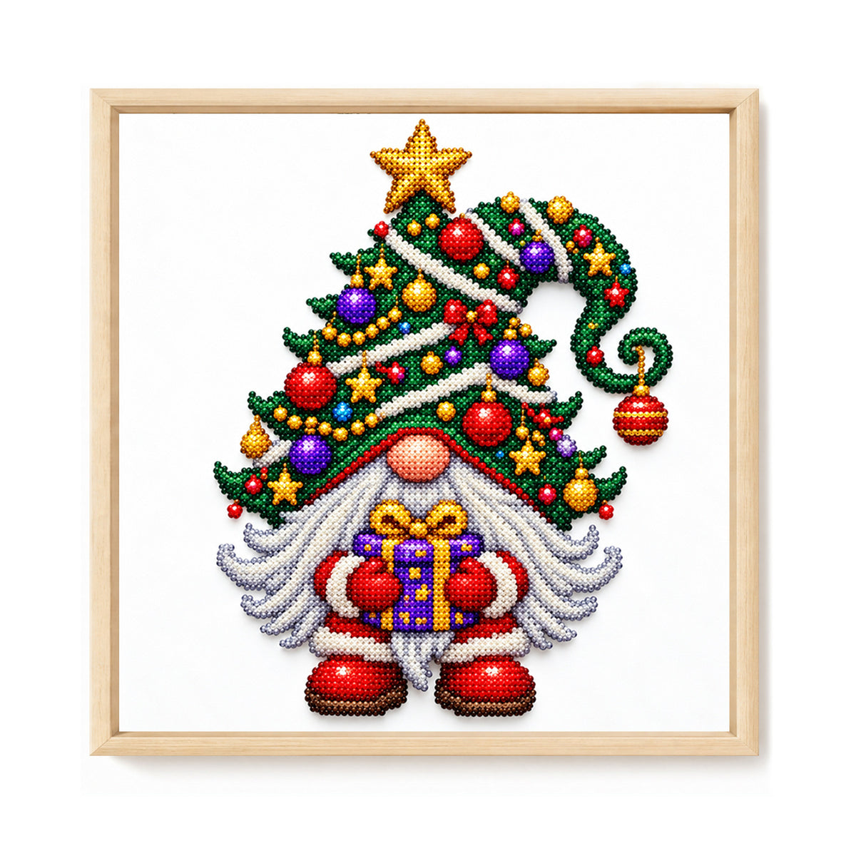 Tree Gnome - Partial 11CT Stamped Cross Stitch - Bead Embroidery 36×36CM/14.17×14.17in