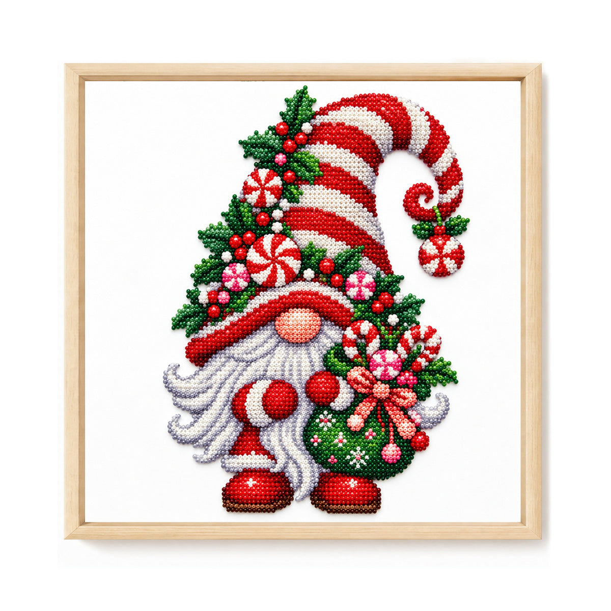Candy Gnome - Partial 11CT Stamped Cross Stitch - Bead Embroidery 36×36CM/14.17×14.17in