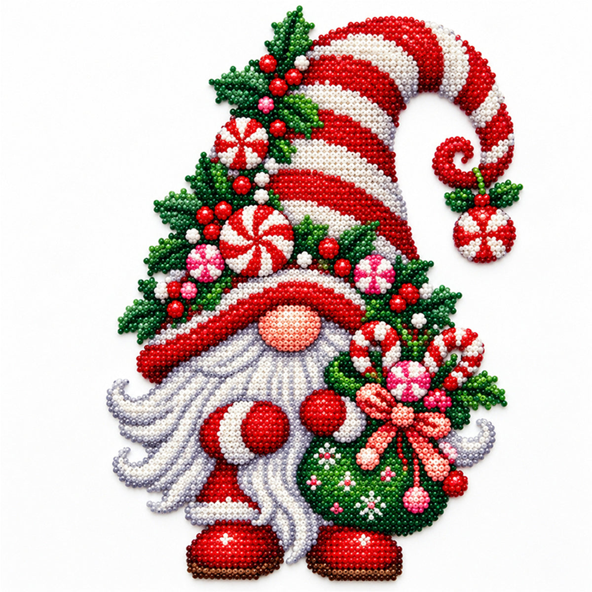 Candy Gnome - Partial 11CT Stamped Cross Stitch - Bead Embroidery 36×36CM/14.17×14.17in