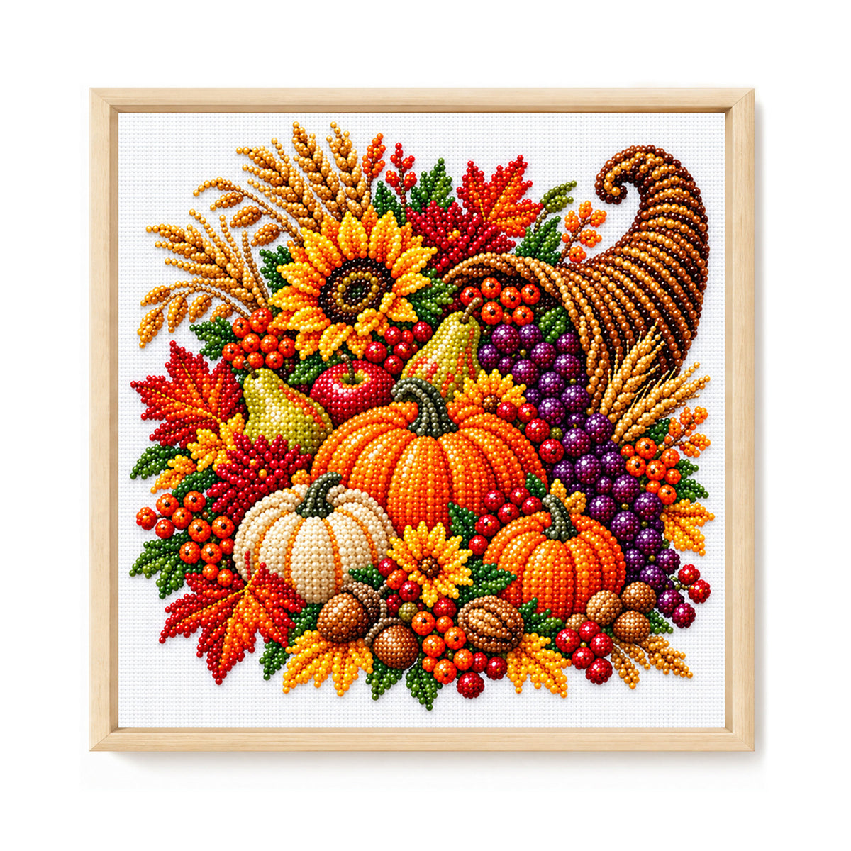 Ernte-Füllhorn - Teilweise besticktes 11CT Kreuzstich-Set - Perlenstickerei 36×36 cm / 14,17×14,17 Zoll