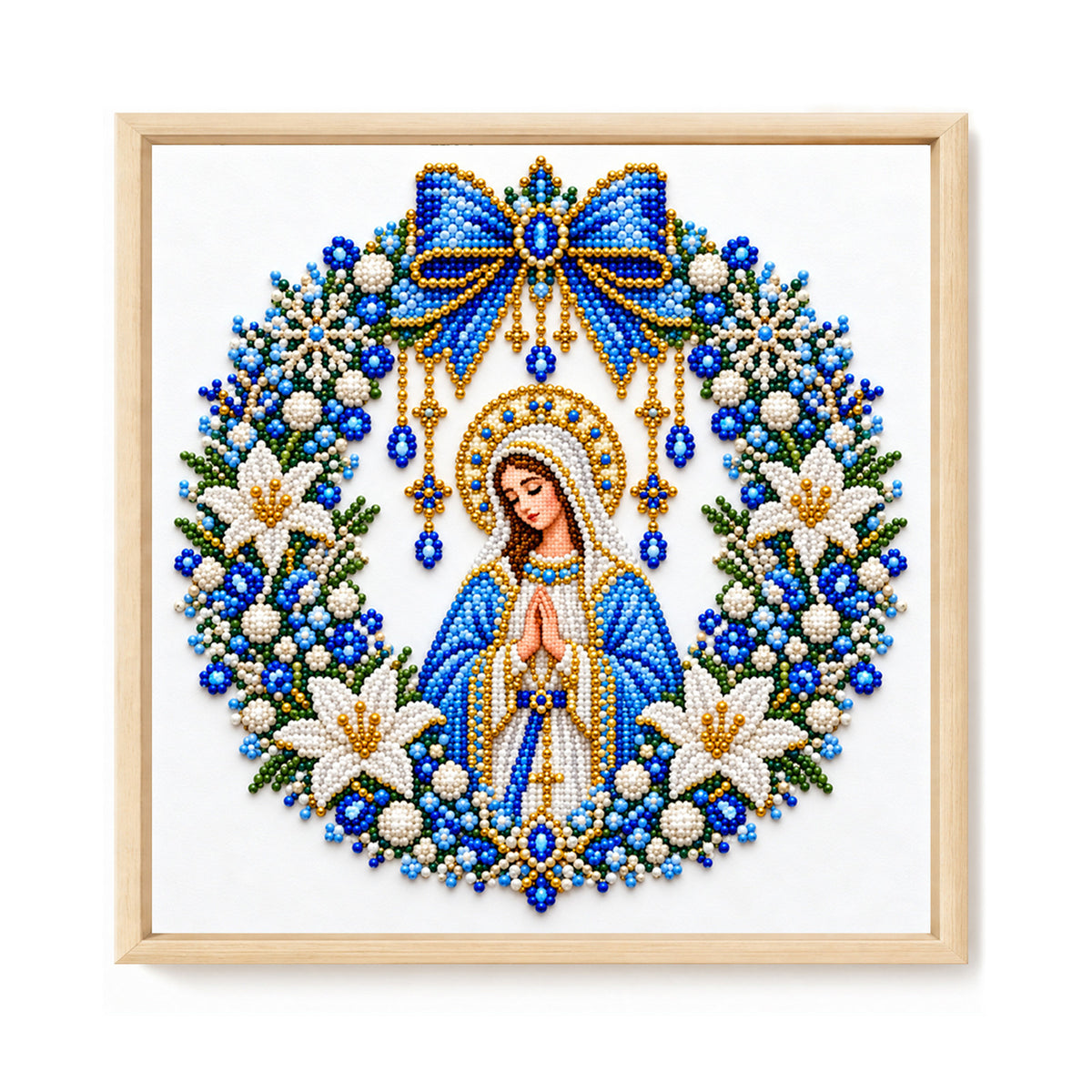 Virgin Pray - Partial 11CT Stamped Cross Stitch - Bead Embroidery 36×36CM/14.17×14.17in