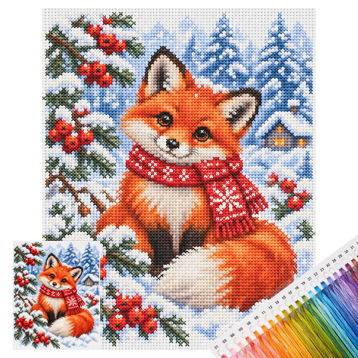 Winter - Vollständiges 11CT Stempel-Kreuzstich-Set 40x50CM - Yishu