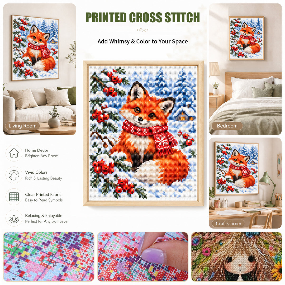 Winter - Vollständiges 11CT Stempel-Kreuzstich-Set 40x50CM - Yishu