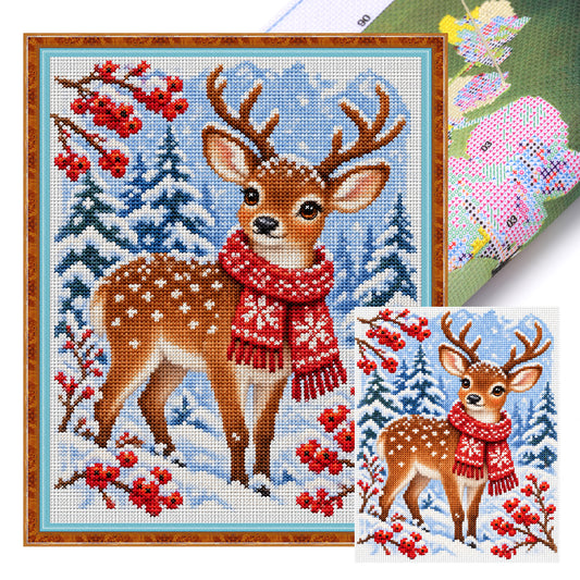 Schal Reh - Vollständiges 11CT Stempel-Kreuzstichset 40x50CM - Yishu