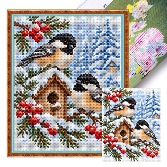Meisennest - Vollständiges 11CT gestempeltes Kreuzstich-Set 40x50CM - Yishu