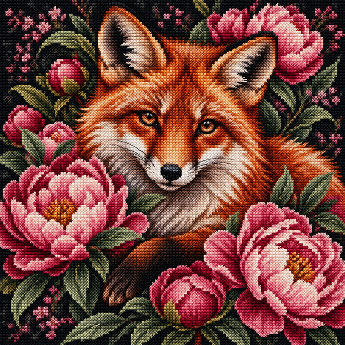 Pfingstrose - Vollständiges 11CT Stempel-Kreuzstich-Set 45x45CM - Yishu