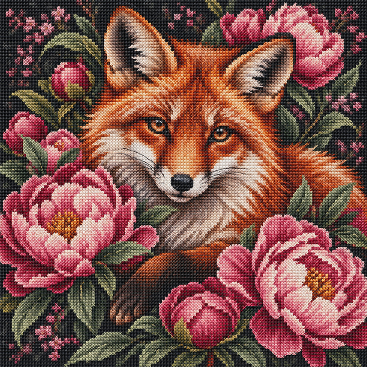 Pfingstrose - Vollständiges 11CT Stempel-Kreuzstich-Set 45x45CM - Yishu