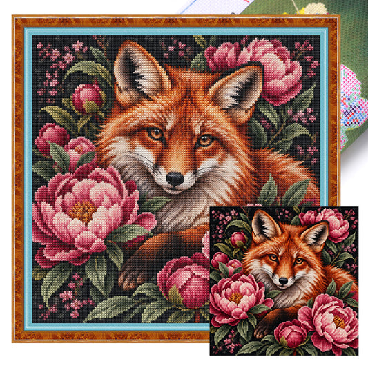 Pfingstrose - Vollständiges 11CT Stempel-Kreuzstich-Set 45x45CM - Yishu
