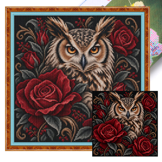 Rosen-Eule – Vollständiges 11CT Stempel-Kreuzstichset 45x45 cm – Yishu