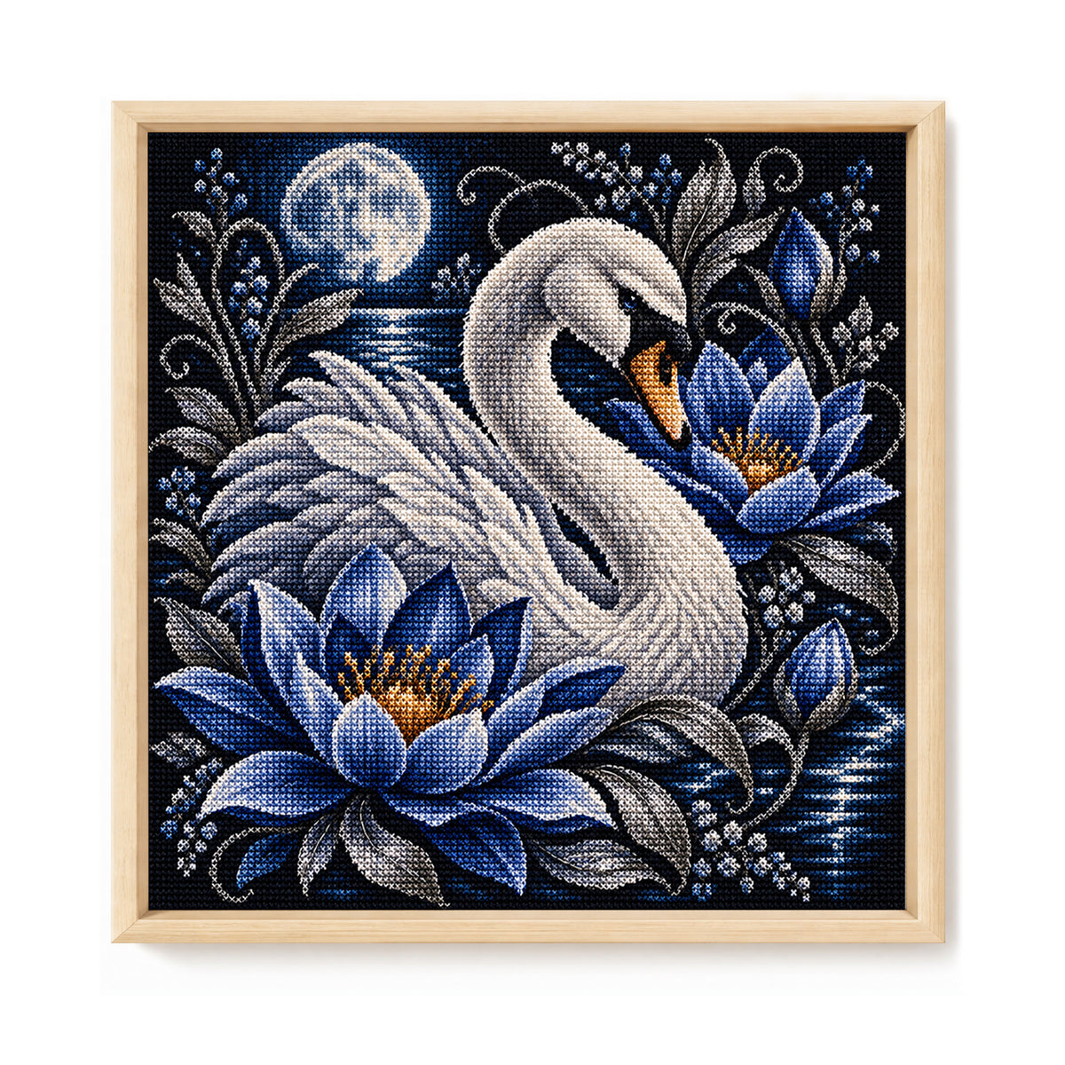 Mondschwan – Vollständiges 11CT Stempel-Kreuzstichset 45x45 cm – Yishu