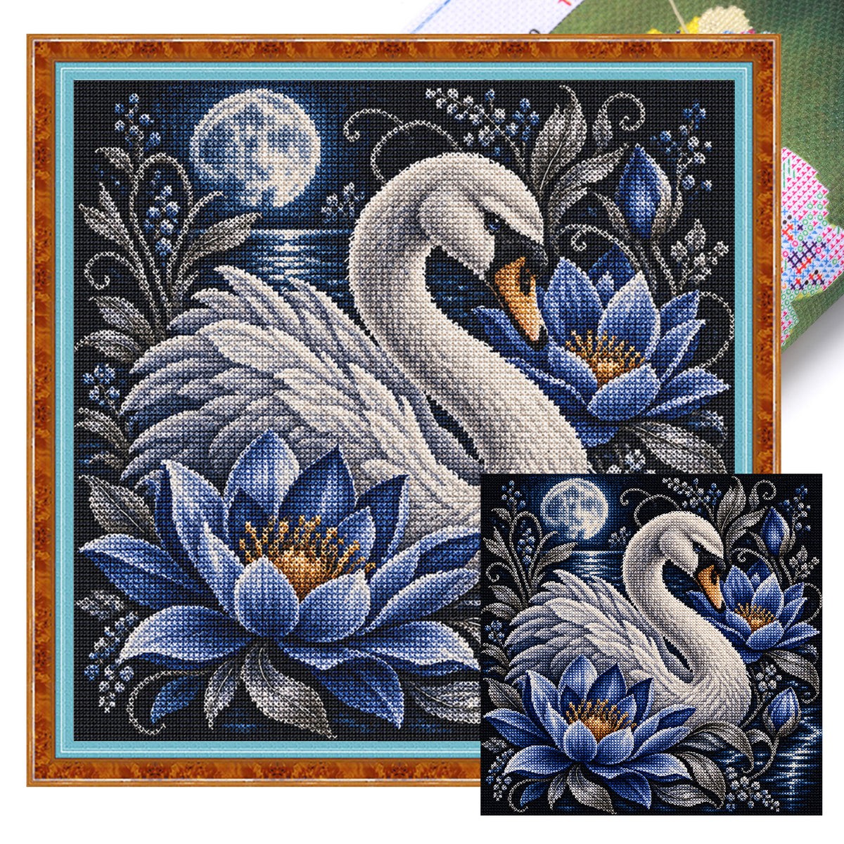 Mondschwan – Vollständiges 11CT Stempel-Kreuzstichset 45x45 cm – Yishu