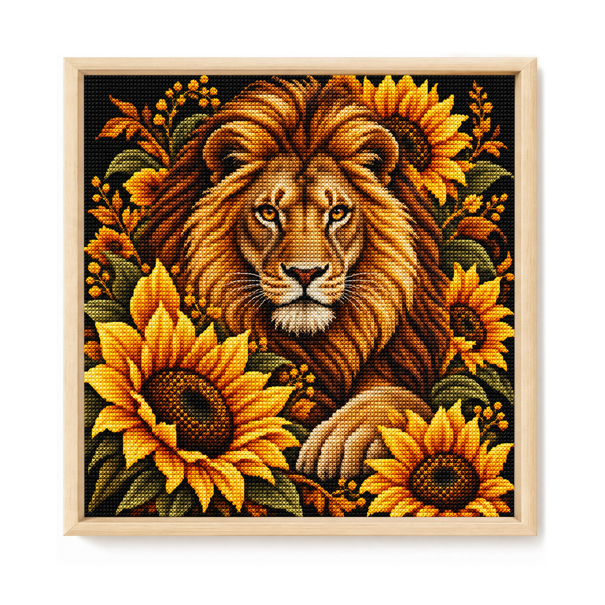 Sun Lion - Full 11CT Stamped Cross Stitch 45x45CM - Yishu